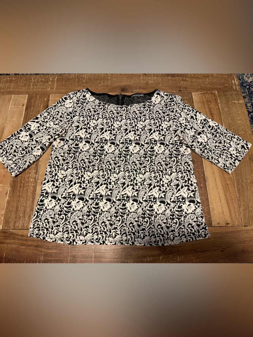 Michael Stars Black & White Floral-Print Short Sleeve Tee